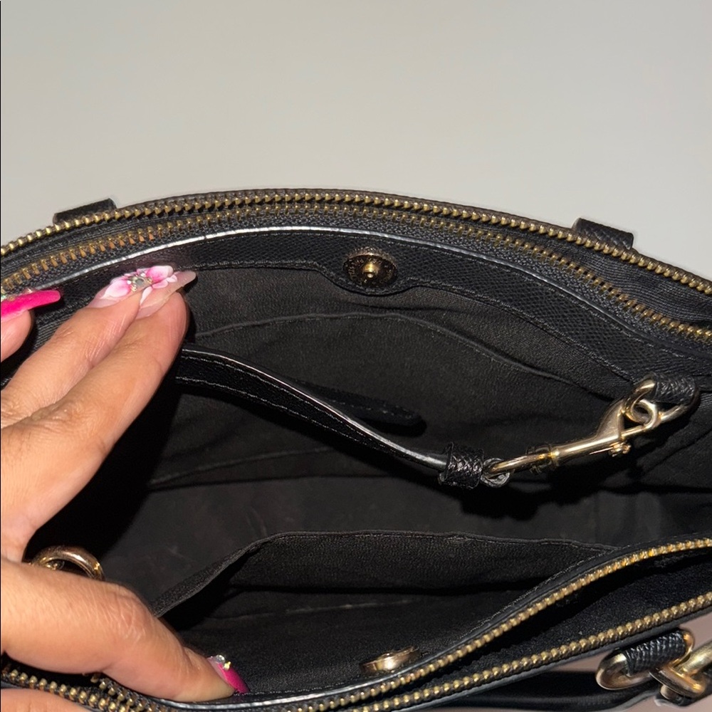 Coach Black Leather Satchel with Gold Hardware - Picture 3 of 4